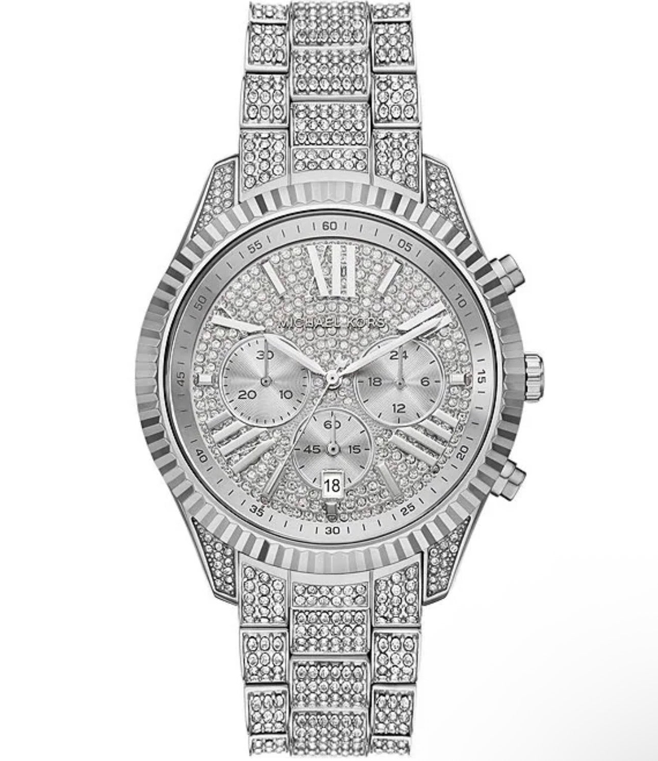 UNISEX Lexington Quartz Chronograph Pav Stainless Steel Bracelet Watch